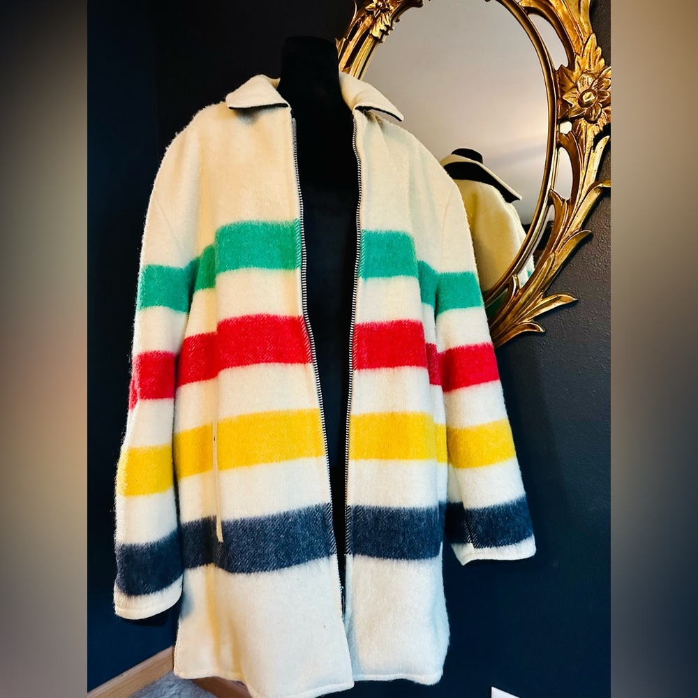 Vintage Hudson Bay Style Wool Coat Size XL